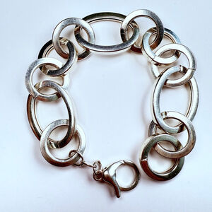 Modernist Large Dyadema 20mm Integrated Links Sterling Silver 925 Bracelet Italy